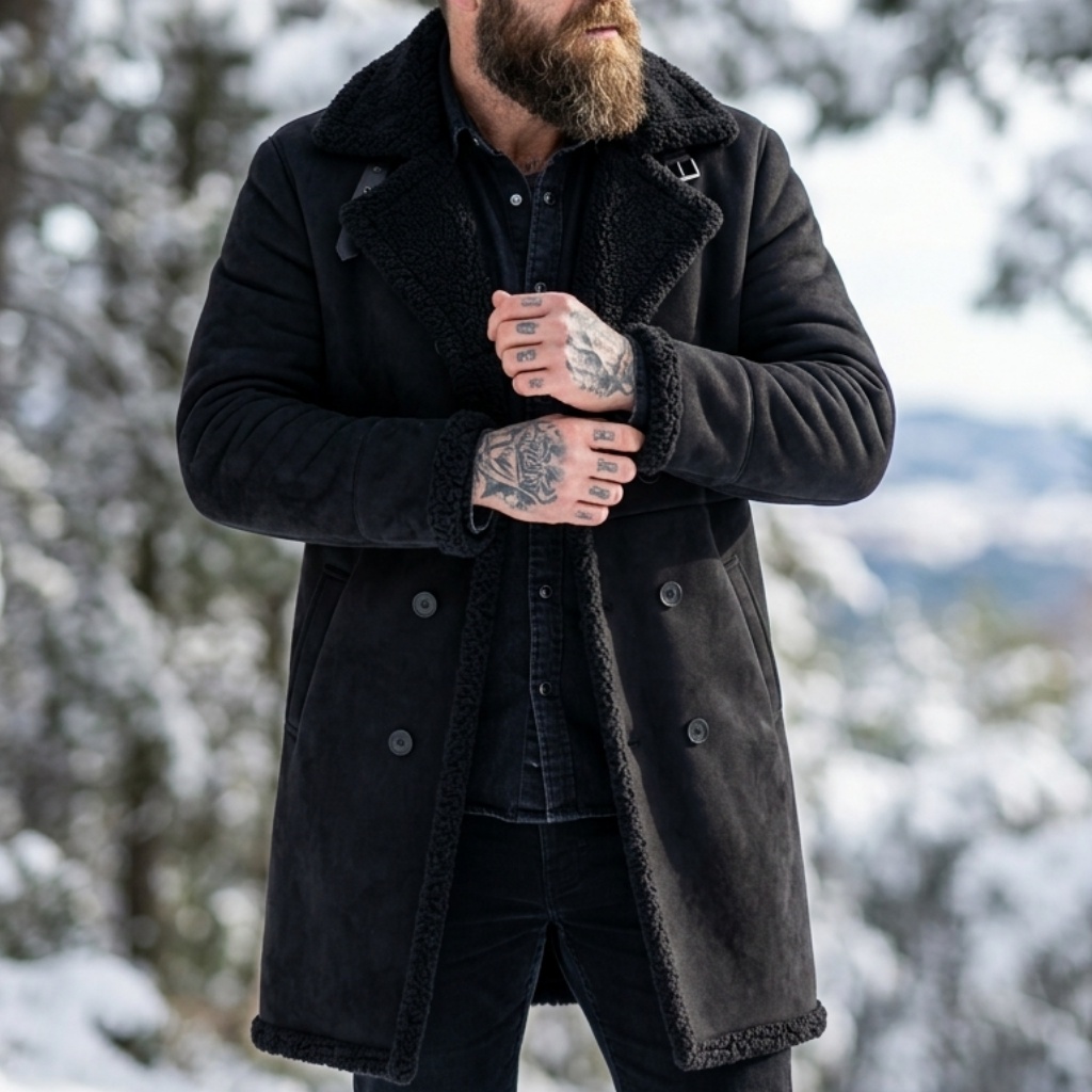 Men's Faux Suede Fur Lined Win - Hunting Outdoor Jacket recension och pris